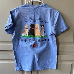 simply southern blue puppy t shirt small